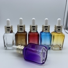 5ml 10ml 15ml 20ml 30ml 50ml 100ml Gradient Color Square Glass Essential Oil Bottle With Dropper Cap