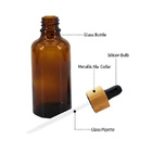 Empty Hot Stamping 50ml Amber Dropper Bottles With Wooden Head